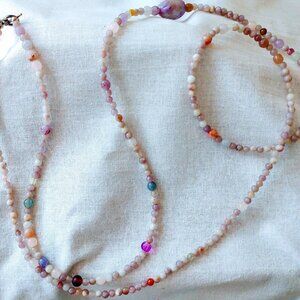 New long multi-colored bead necklace